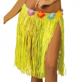Falda Hawaiana de color amarillo para mujer