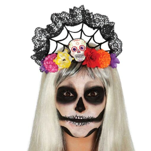 Diadema Calavera con flores de mujer