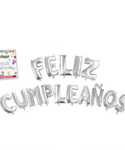 Set de globos "Feliz Cumpleaños" en color plata