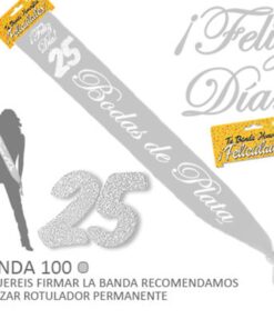 Banda "25 Bodas de Plata" para celebraciones