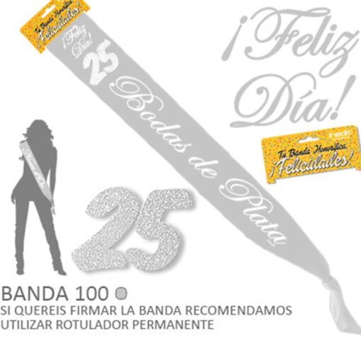 Banda "25 Bodas de Plata" para celebraciones