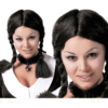 Peluca con trenzas negra para adultos