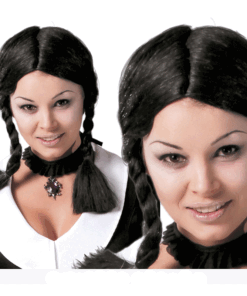 Peluca con trenzas negra para adultos