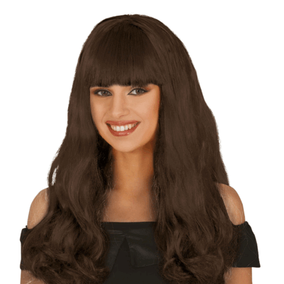 Peluca Melena castaña para adultos